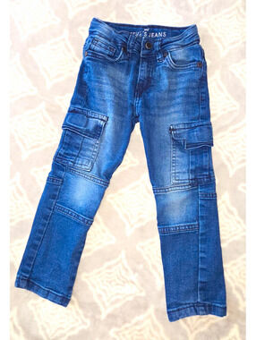 Steve's Jeans Boys 3T Blue Slim Skinny Denim Cargo Pocket Stretch Jeans